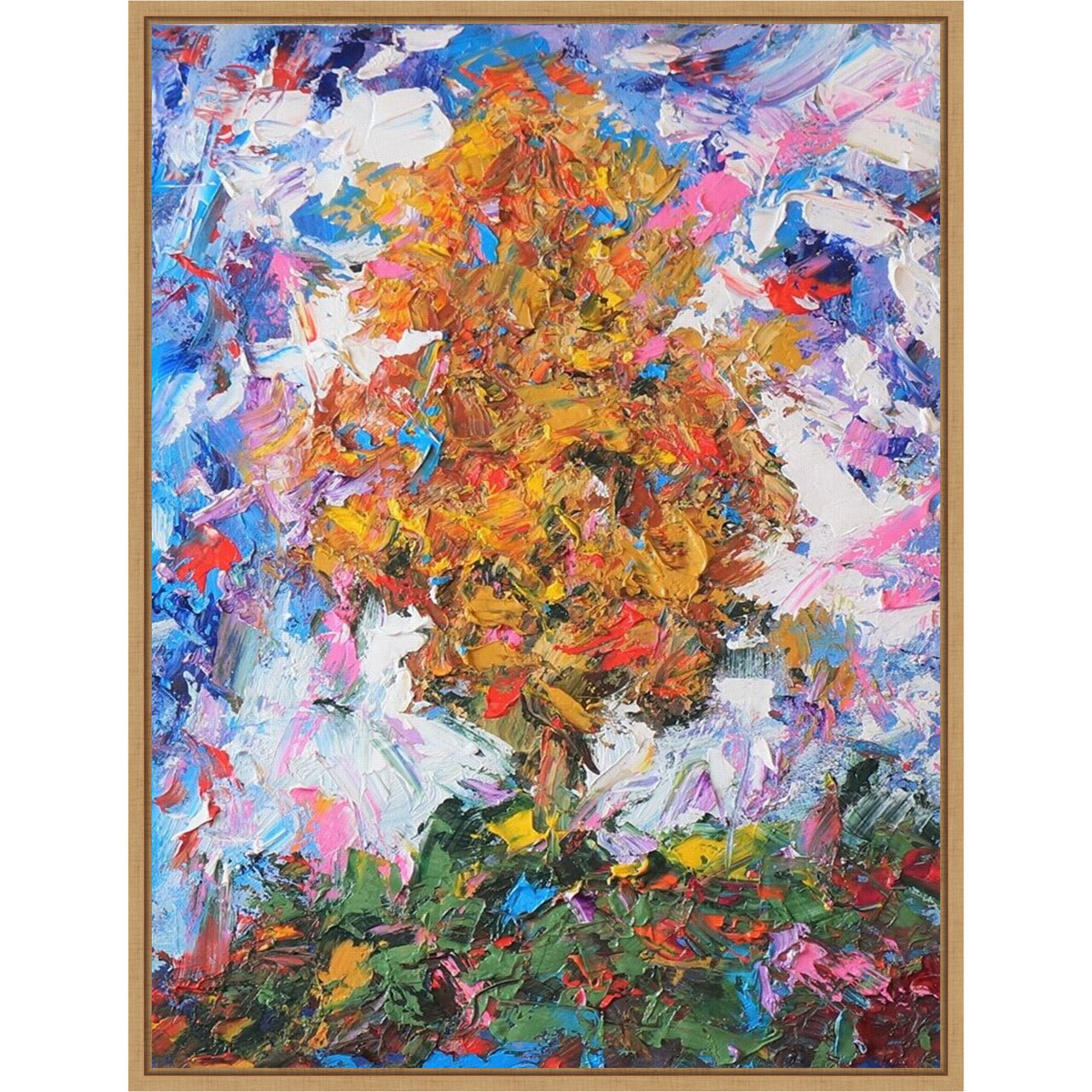 Orange Tree II by Joseph Marshal Foster 18-in. W x 24-in. H. Canvas Wall Art Print Framed in Natural